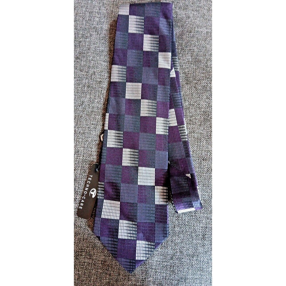 Tie 70s 80s 90s Y2K Mens New Platinum Designs Black Purple Gray 4 Wide 57 Long
